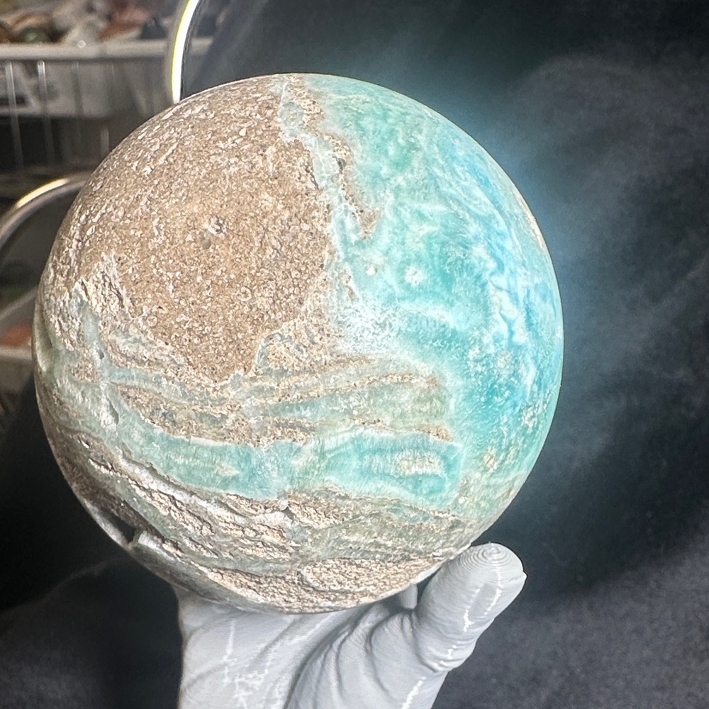Blue Aragonite sphere 266g 60 mm